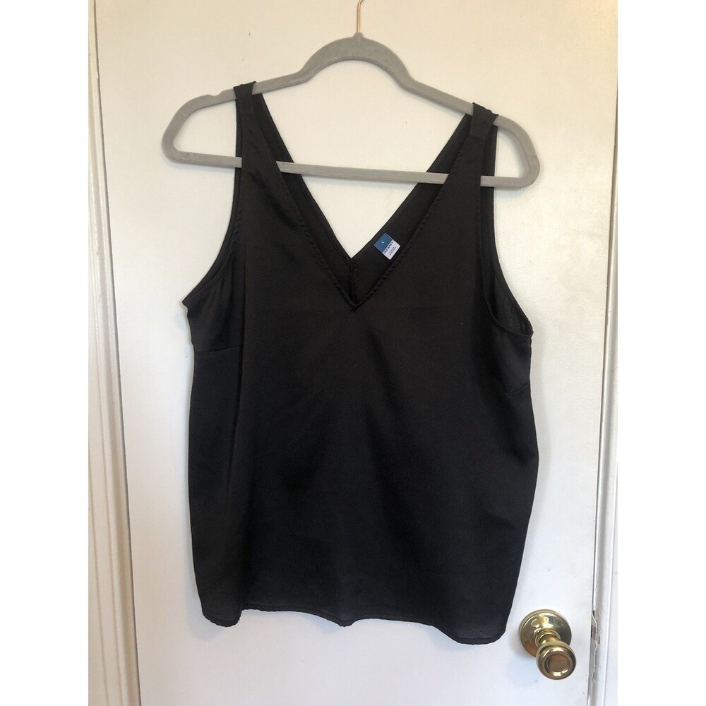 Black Satin Large Sleeveless Top